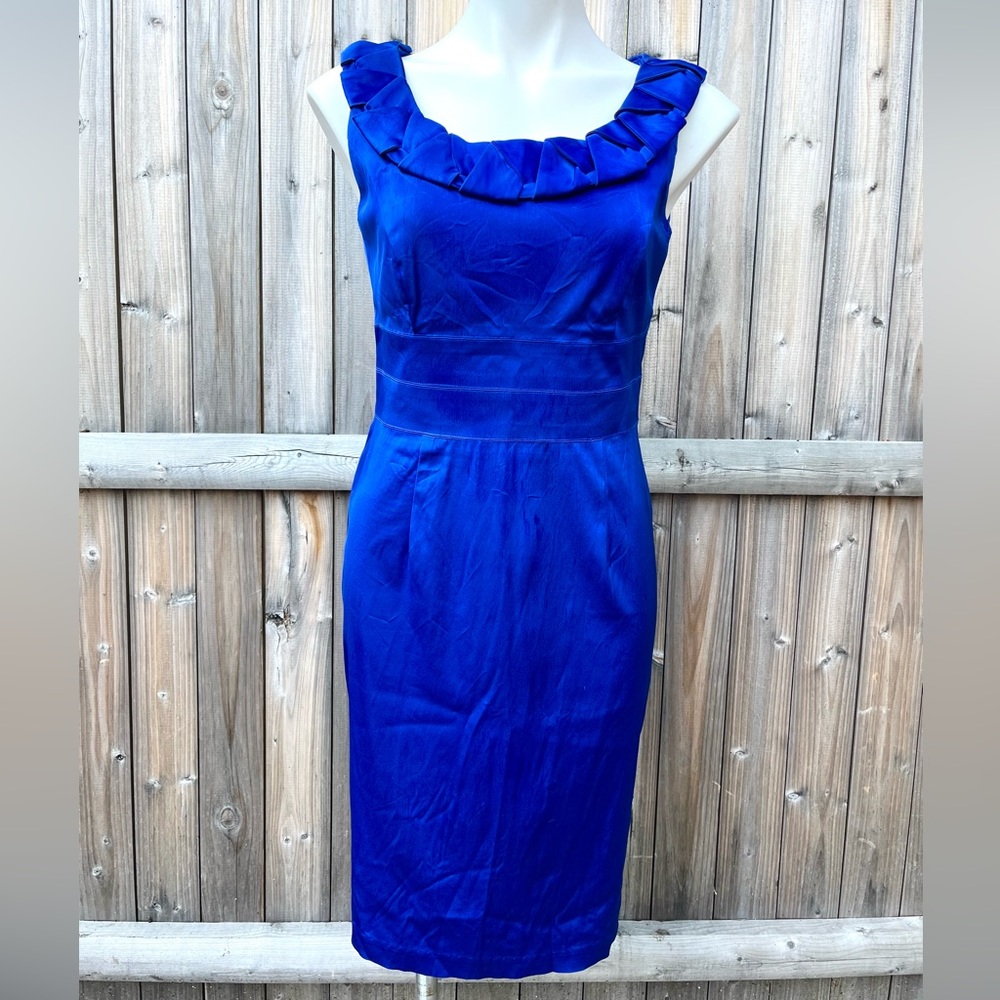 Donna Ricco Bright Royal Blue Satin Dress